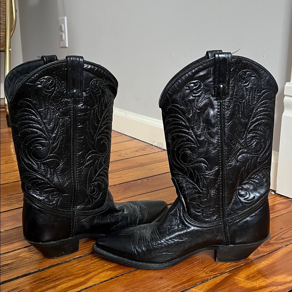 ACME Black Leather Western Cowboy Boots - Picture 5 of 7
